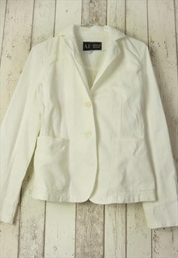 Vintage Retro Y2K White Armani Denim Coat Jacket Blazer