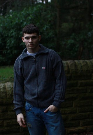 VINTAGE GREY NAPAPIJRI FULL ZIP SWEATSHIRT