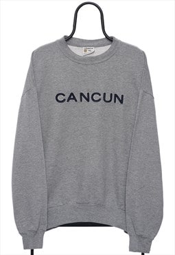 Vintage Cancun Spellout Grey Sweatshirt Womens