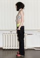 90'S VINTAGE LUX SMART PINSTRIPE TROUSERS IN INK BLACK