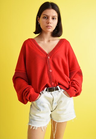 80'S ABSTRACT PATTERN OVERSIZED GRANDADS KNIT CARDIGAN TOP