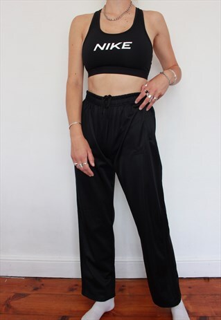 VINTAGE 90S ADIDAS HIGH WAISTED BLACK OVERSIZED JOGGERS
