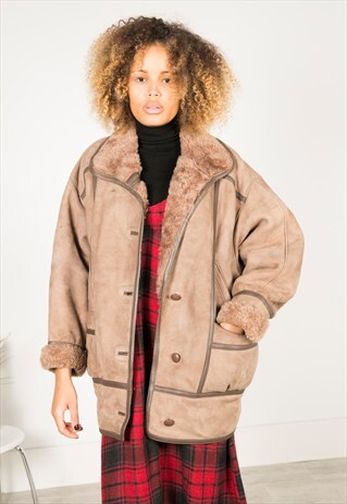 VINTAGE 80S WINTER SHEEPSKIN COAT / R008