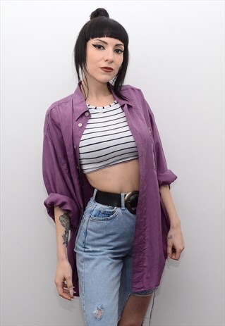 VINTAGE 90'S GENUINE SILK GRAPE PURPLE OVERSIZED SHIRT