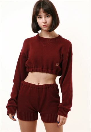 VINTAGE TOMMY HILFIGER KNITWEAR REWORK CROP TOP SHORTS RW44