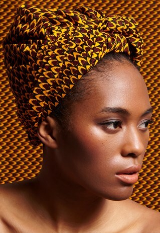 RACHEL BROWN & YELLOW AFRICAN PRINT HEADWRAP
