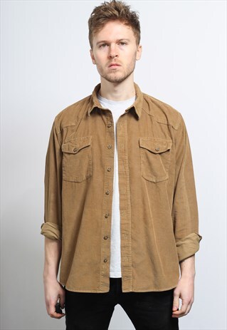 VINTAGE CORDUROY CORD SHIRT BROWN