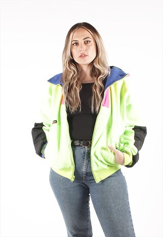 VINTAGE COLUMBIA NEON GREEN FLEECE JACKET /NN1587