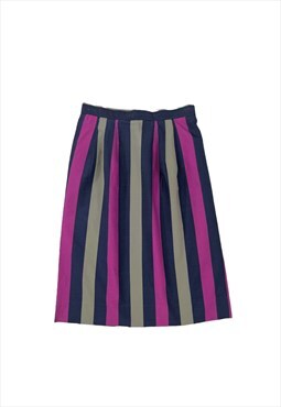 Vintage 90s high waisted pink blue stripy pencil skirt