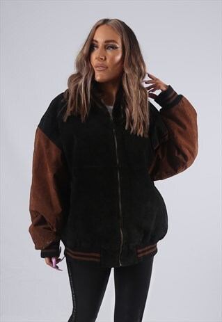 VINTAGE SUEDE BOMBER JACKET OVERSIZED VARSITY UK 20 3XL (4AG