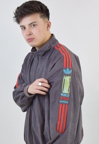 VINTAGE 90S GREY PURPLE ADIDAS TRACKSUIT TOP