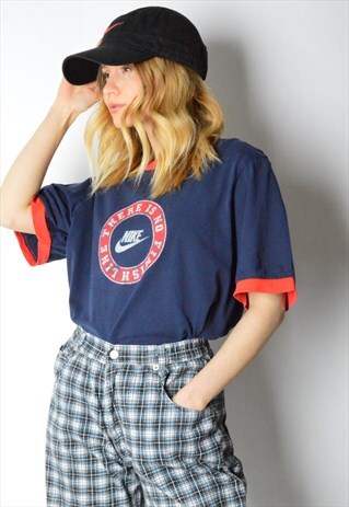 VINTAGE 90S FADED NAVY BLUE NIKE T-SHIRT