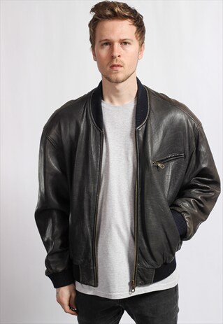 VINTAGE LEATHER BOMBER JACKET