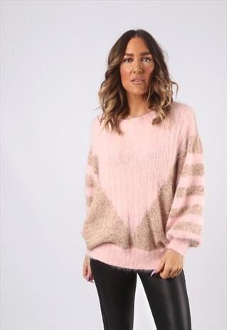 KNIT KNITTED JUMPER WOOL OVERSIZED MOHAIR UK 14 (CW2X)