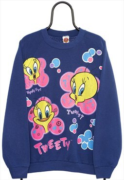 Vintage Looney Tunes 90s Tweety Pie Navy Sweatshirt Womens