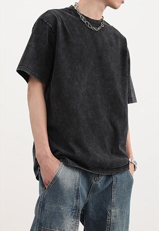 Black Washed Heavy Cotton oversized T shirt tee