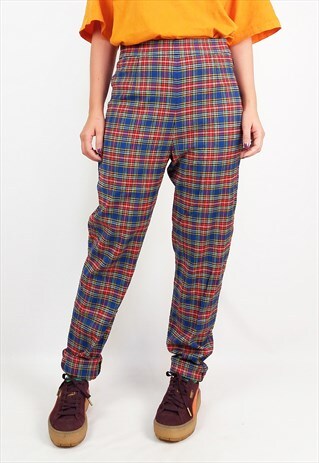 VINTAGE 80'S ESCADA SPORT HIGH WAIST CHECK TROUSERS