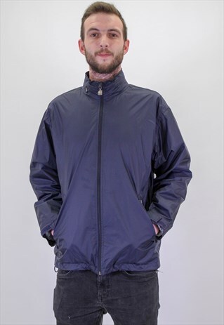 VINTAGE KWAY WINDBREAKER JACKET IN BLUE LARGE