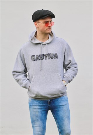 NAUTICA USA 90S ASH GREY HOODED SWEAT