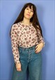VINTAGE 90'S PINKY PURPLE FLORAL LONG SLEEVE SHIRT - S/M