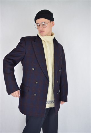 VINTAGE MULTICOLOUR CHECKERED WOOL BLAZER