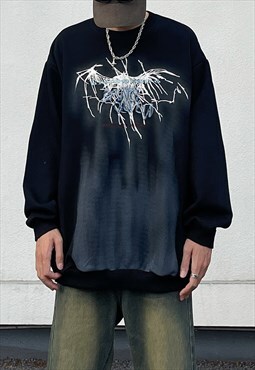 Black Graphic Oversized Sweatshirts Unisex 