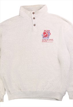 Vintage  Gear Sweatshirt NCAA Quarter Button Grey Medium