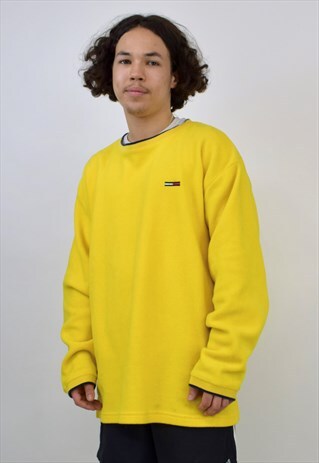 VINTAGE 90'S TOMMY HILFIGER YELLOW FLEECE SWEATSHIRT