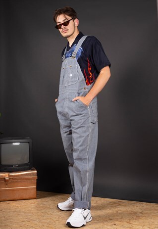 - RARE - 60'S MADE IN USA STRIPED LEE OVERALL DUNGAREE