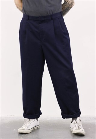 VINTAGE 1980S NAVY BLUE TROUSERS