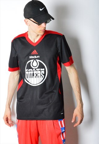 BLACK RED ADIDAS SPORTS T-SHIRT