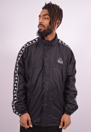 KAPPA MENS VINTAGE RAIN JACKET XL BLACK 90S