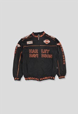 Vintage 90s Harley Davidson Embroidered Logo Bomber Jacket