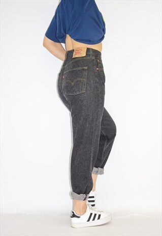 RARE VINTAGE LEVI'S 501 BLACK BROKEN TWILL BOYFRIEND JEANS