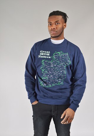 VINTAGE GREAT IRISH NAMES SWEATSHIRT NAVY BLUE