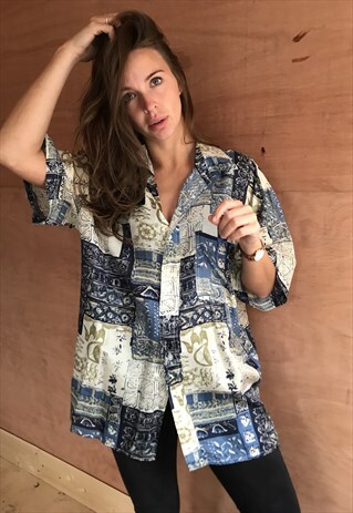 PATTERNED OVERSIZED RETRO VINTAGE UNISEX FESTIVAL SHIRT