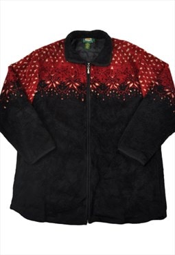 Vintage Fleece Jacket Red Patter Red/Black Ladies Large
