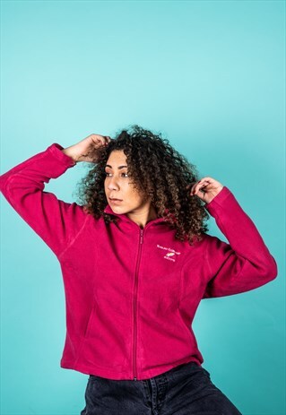 VINTAGE FLEECE JACKET IN PINK WITH EMBROIDERY LOGO