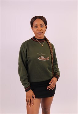 Vintage Unbranded Embroidered Sweatshirt in Green
