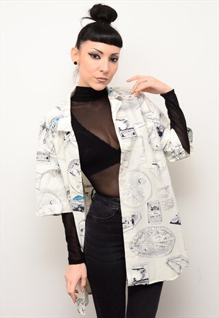 VINTAGE 90'S RETRO INDIE PATTERNED OVERSIZED SHIRT