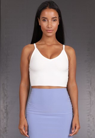 AYM WEEKEND CAMI CROP TOP IN IVORY WHITE
