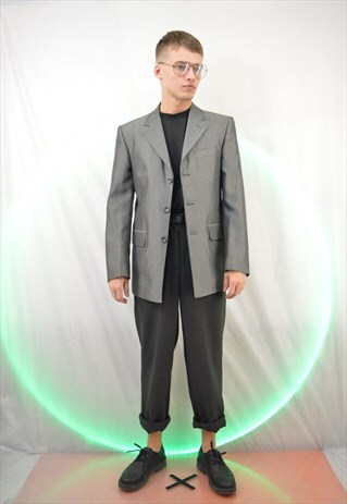 VINTAGE GREY STRIPED BLAZER