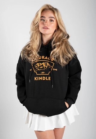 BLACK OVERSIZED 'COURAGE' GRAPHIC HOODIE