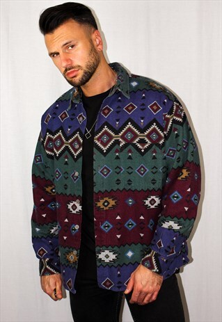 VINTAGE NEO-TRIBAL PATTERNED SHIRT