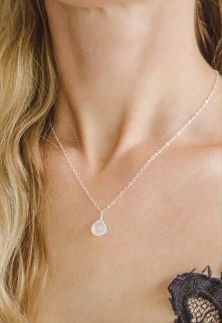 TINY RAINBOW MOONSTONE CRYSTAL NECKLACE IN STERLING SILVER