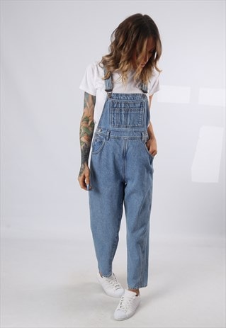 DENIM DUNGAREES MODA WIDE TAPERED LEG UK 10 (62Q)