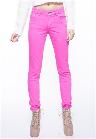 BUBBLEGUM PINK OVERDYE STRETCH SKINNY JEANS