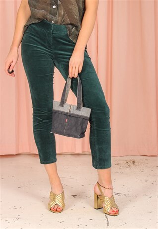 VINTAGE 90S VELVET TROUSERS IN GREEN