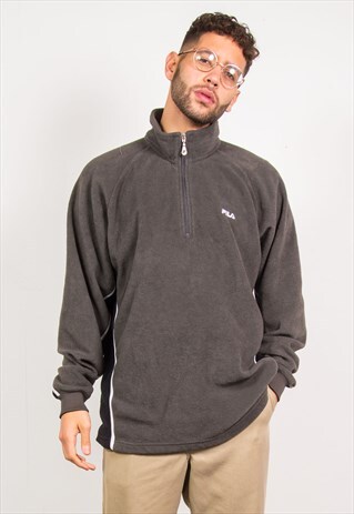 FILA GREY 1/4 ZIP FLEECE SWEATSHIRT