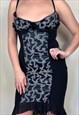 Vintage Y2K wheels and doll baby black bow midi dress